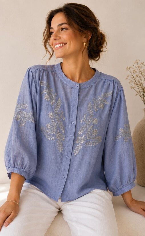 Lila Bloom Blouse - Blauw 