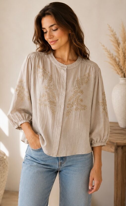 Lila Bloom Blouse - Beige 