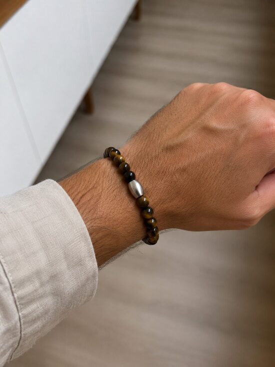 Heren Armband Tijgeroog – Natuursteen Kralenarmband